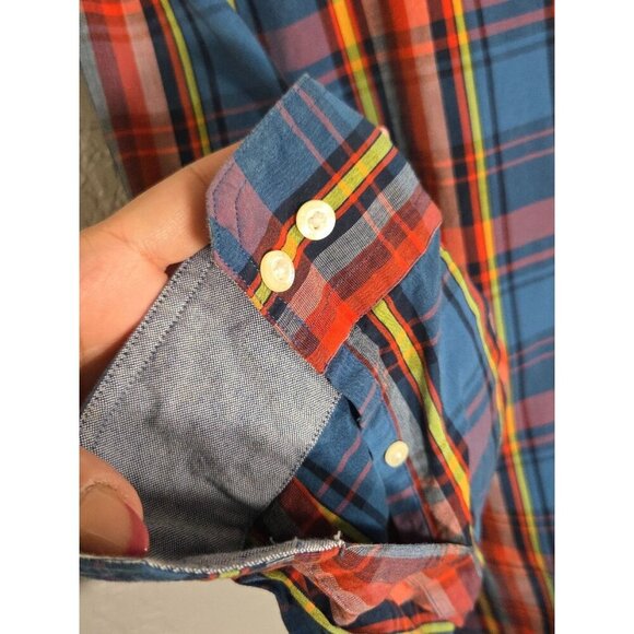 Nautica Men Dress Shirt Extra Large Red Cotton Plaid Collar Button Classic Fit - Picture 3 of 7